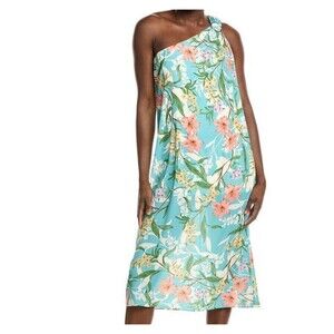 Laundry By Shelli Segal One Shoulder Dress Size 6 Turquoise Floral New With Tag
